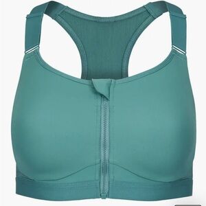 Adore Me Green Sports Bra with Front Zip and Racerback